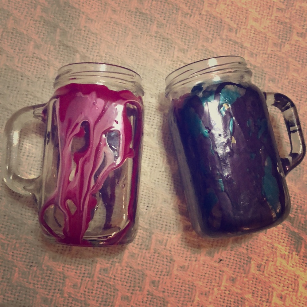 Dripping stained glass jars
